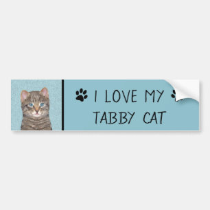 Autocollant De Voiture Tabby Gris Peinture De Chat - Cute Art De Chat Ori