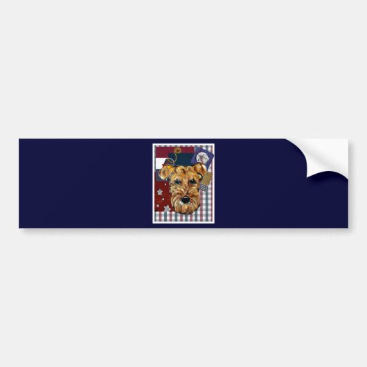 AUTOCOLLANT DE VOITURE TERRIER AIREDALE (Devant)