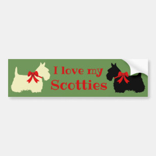 Autocollant De Voiture Terrier écossais, j'aime mes Scotties/roux/noir