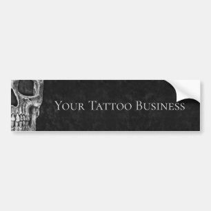 Autocollant De Voiture Tête de crâne Gothique Boutique De Tatouage Noir E