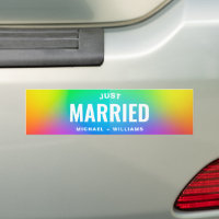 Texte personnalisé Just Married Rainbow Gay
