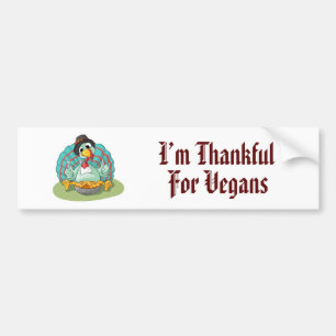 Autocollant De Voiture Thankful for Vegans Thanksgiving Holiday Turkey
