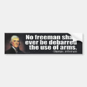 Autocollant De Voiture Thomas Jefferson Citation sur le 2ème Amendement (Devant)