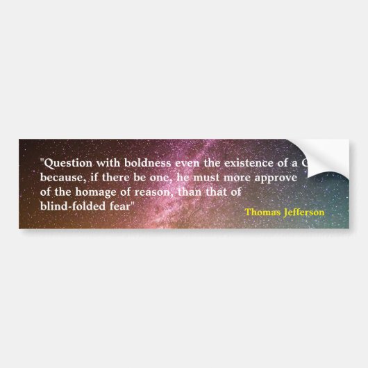Autocollant De Voiture Thomas Jefferson Quote on Question With Boldness (Devant)