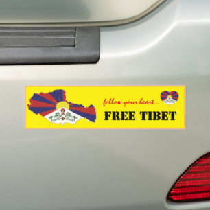 Autocollant De Voiture Tibet & Tibet libre, compassion de coeur /Drapeau