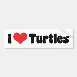 Autocollant De Voiture Tortues J'Aime Coeur