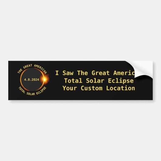 Autocollant De Voiture Total Solar Eclipse 4.8.2024 USA Custom Location (Devant)