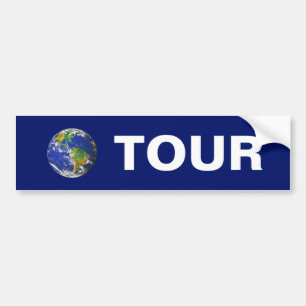 Autocollant De Voiture Tour du monde sur bleu