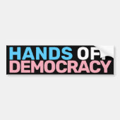 Autocollant De Voiture Trans Art Blue Pink Protest Hands Off Democracy  (Devant)