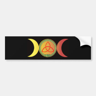 Autocollant De Voiture triple lune avec ouroboros vert et triquetra rouge