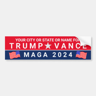Autocollant De Voiture Trump Vance 2024 MAGA Red Blue Drapeau Personnalis