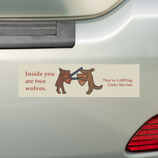 Autocollant De Voiture Two Medieval Wolves Bumper Sticker