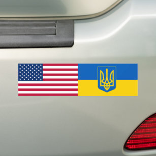 Autocollant De Voiture Ukraine États-Unis Drapeau américain Trident Ukrai