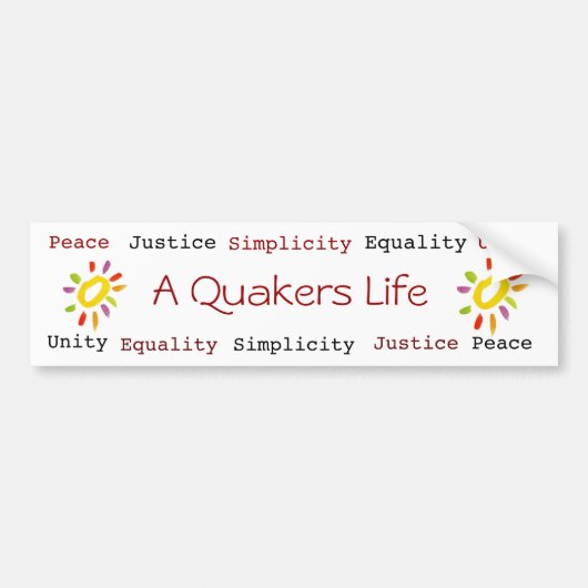 Autocollant De Voiture Un bumpersticker de la vie de quakers (Devant)