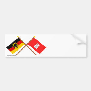 Autocollant De Voiture Und Hambourg Flaggen, gekreuzt du Deutschland