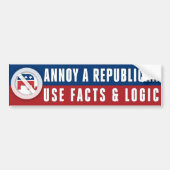 Autocollant De Voiture Use Facts And Logic Annoy A Republican (Devant)