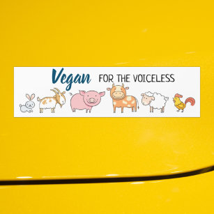 Autocollant De Voiture Vegan pour le blanc sans voix avec six animaux