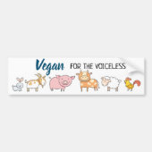 Autocollant De Voiture Vegan pour le blanc sans voix avec six animaux (Devant)
