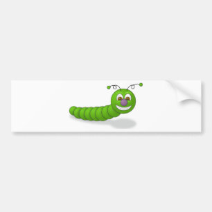Autocollant De Voiture Ver de sourire vert heureux de bande dessinée ave
