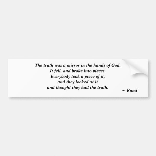 Autocollant De Voiture Vérité - Citation Rumi Bumper Sticker (Devant)