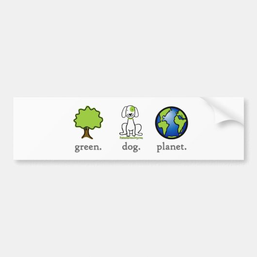 Autocollant De Voiture Vert. Chien. Planète. Adhésif pour pare-chocs (Devant)