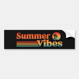AUTOCOLLANT DE VOITURE VIBES D'ÉTÉ COUCHER DE SOLEIL VINTAGE VACANCES
