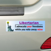 Autocollant De Voiture Vote loin mes libertés (En voiture)