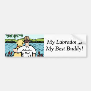 Autocollant De Voiture Vue jaune 2 de Labrador et de lac dad