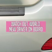 Autocollant De Voiture Watch Out World New Driver On Board (En voiture)