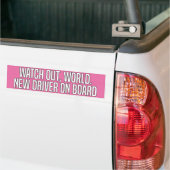 Autocollant De Voiture Watch Out World New Driver On Board (Sur camion)