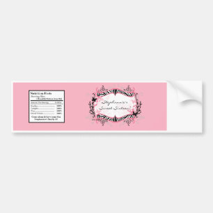 Autocollant De Voiture Water Bottle Label Girly Butterfly Zebra Print