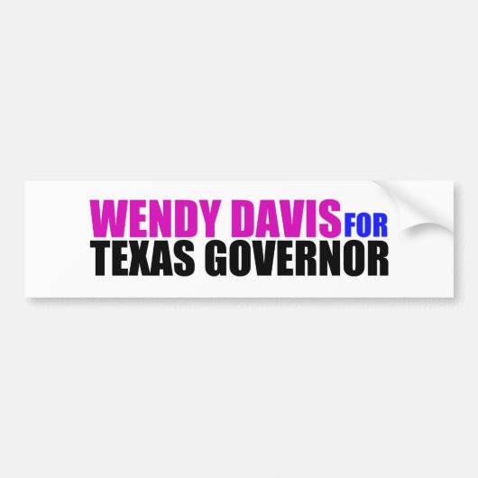 Autocollant De Voiture Wendy Davis pour le gouverneur du Texas (Devant)
