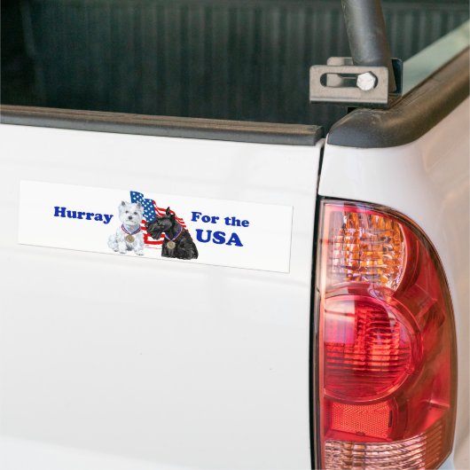Autocollant De Voiture Westie & Scottie Hooray pour USA (Sur camion)