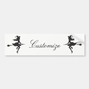 Autocollant De Voiture Witch Riding Broom Halloween Thunder_Cove