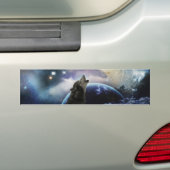 Autocollant De Voiture Wolf hurle sur la lune (En voiture)