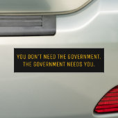 Autocollant De Voiture YOU DON't NEED THE GOVERNMENT. (En voiture)