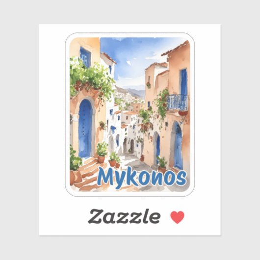 Autocollant de voyage Mykonos Grèce (Feuille)