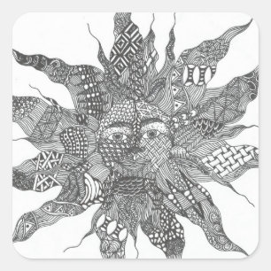 Autocollant de Zentangle Sun