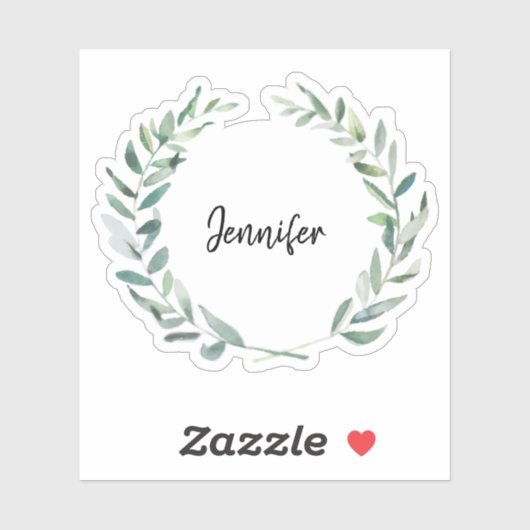 Autocollant découpé avec monogramme et feuilles à  (Feuille)