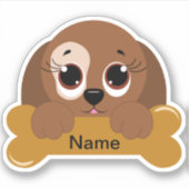 Autocollant découpé en forme de chiot (Devant)