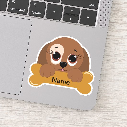 Autocollant découpé en forme de chiot (Détail)