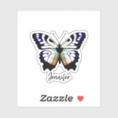 Autocollant découpé monogramme papillon aquarelle (Feuille)