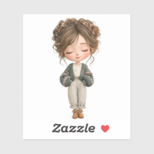Autocollant découpé – Personnage de fille mignonne