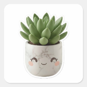 Autocollant découpé pour pot de succulente mignon 