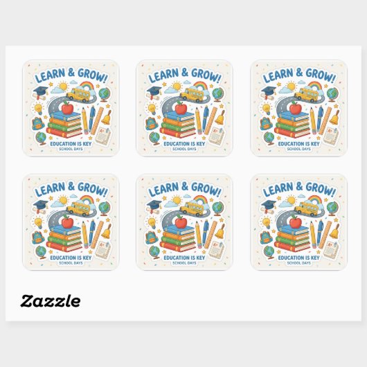 Autocollant d'élément scolaire mignon Apprendre & (Feuille)
