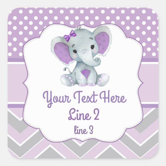 Autocollant d'éléphant personnalisé violet gris fi (Devant)