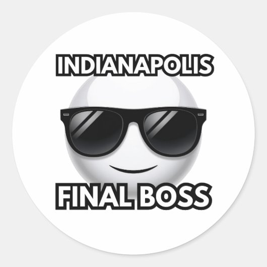Autocollant d'emoji cool de boss final d'Indianapo (Devant)