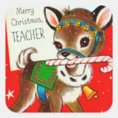 Autocollant d'enseignant de rennes de Noël rétro v (Devant)