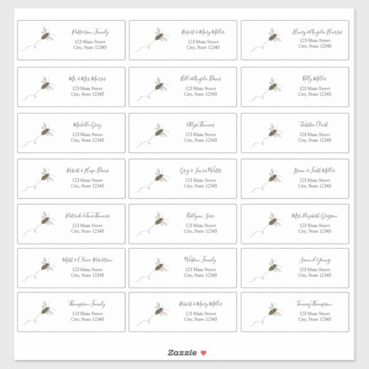 Autocollant d'enveloppe d'adresse d'abeille (Feuille)
