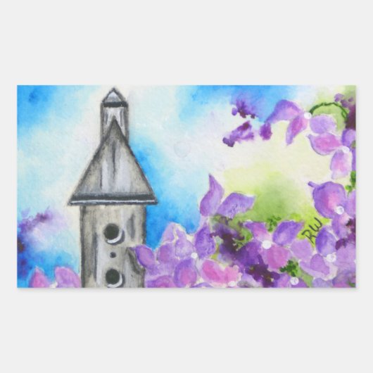 Autocollant d'enveloppe de fleurs Birdhouse & Hydr (Devant)